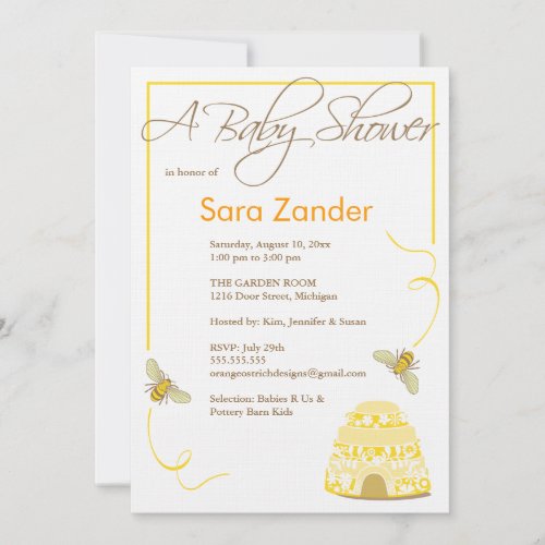 Bumble Bee Baby Shower Invitation