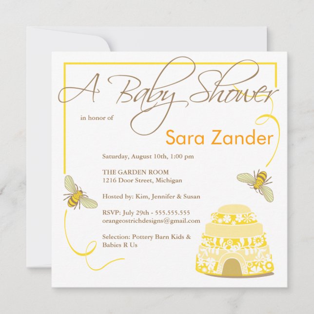Bumble Bee Baby Shower Invitation (Front)