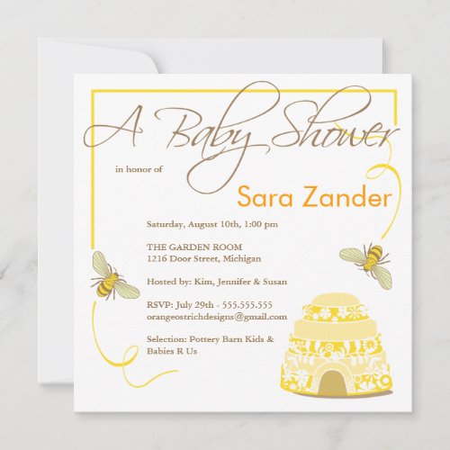 Bumble Bee Baby Shower Invitation