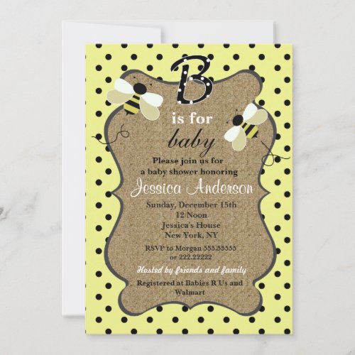 Bumble Bee Baby Shower Invitations