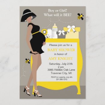 Bumble Bee Baby Shower Invitations - African Ameri by AnnounceIt at Zazzle