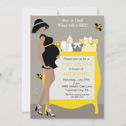 Bumble Bee Baby Shower Invitations _ African Ameri