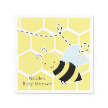 Bumble Bee Baby Shower Modern Yellow & Black Paper Napkins