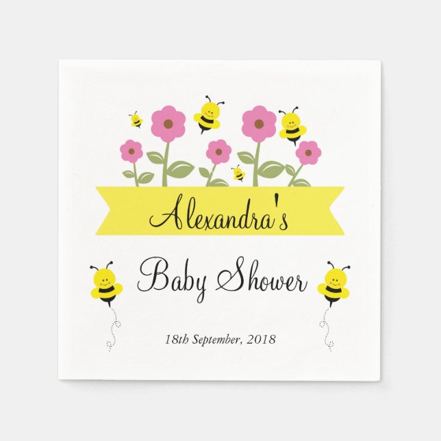Bumble Bee Baby Shower Napkins (Front)