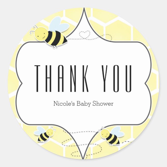 Bumble Bee Baby Shower Party Favor Stickers (Front)