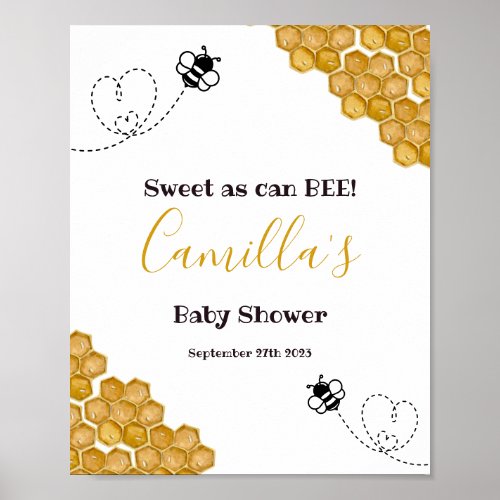 Bumble Bee Baby Shower Party Welcome Poster