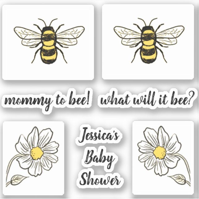 Bumble Bee Baby Shower Sticker (Front)