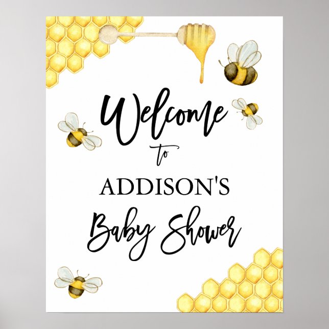 Bumble Bee Baby Shower Welcome Sign (Front)