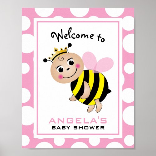 Bumble Bee Baby Shower Welcome Sign_Pink Poster