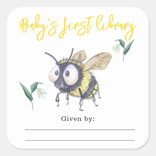 Bumble Bee _ babys first library Square Sticker