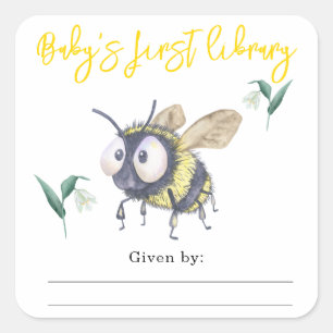Bumble Bee - baby's first library Square Sticker