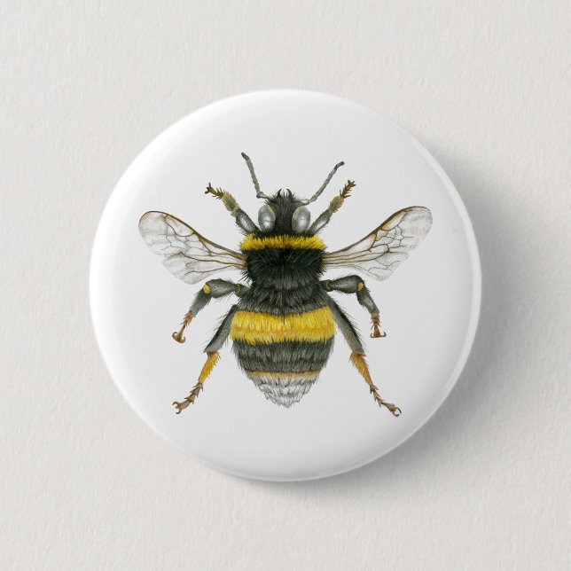 Bumble Bee Badge Pinback Button (Front)