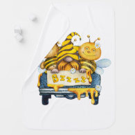 Bumble Bee, Bear and Gnome Burb Cloth Baby Blanket