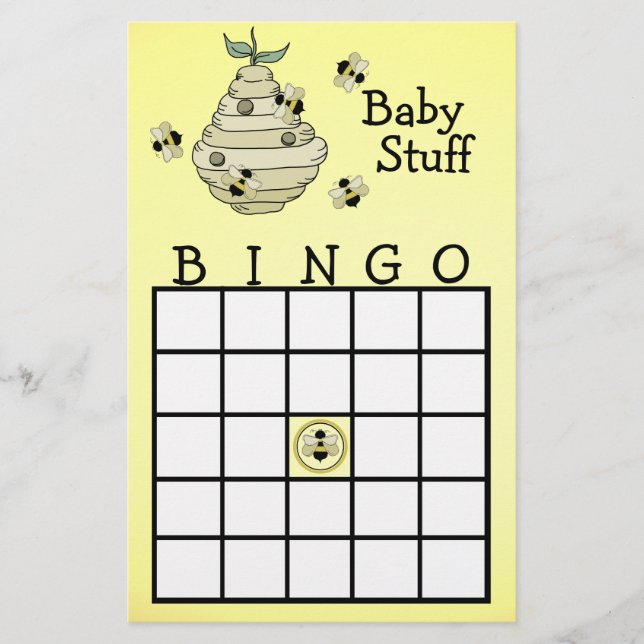 Bumble Bee Bingo party game (Front)