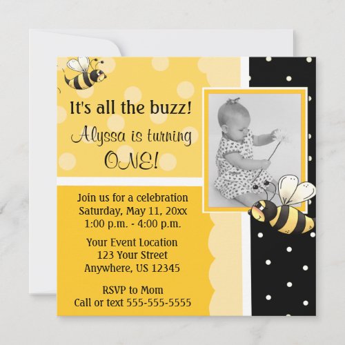 Bumble Bee Birthday Invitation