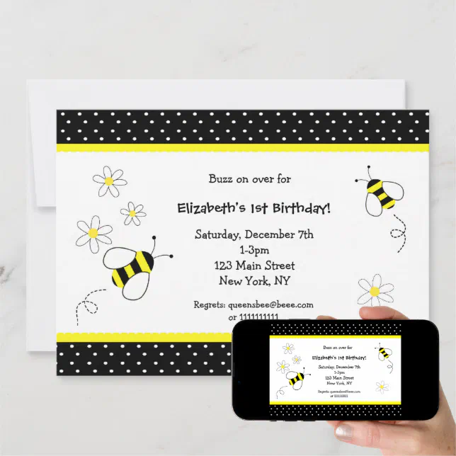Bumble Bee Birthday invitations | Zazzle