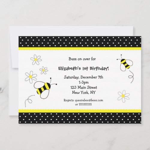Bumble Bee Birthday invitations