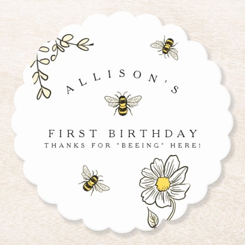 Bumble Bee Birthday Party Custom Coaster