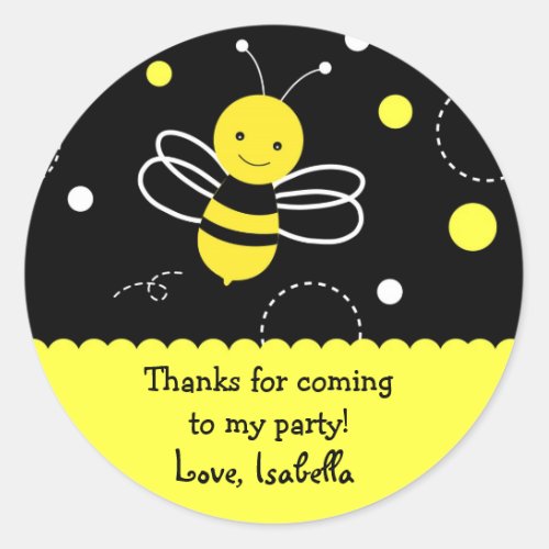 Bumble bee Birthday Party Favor Stickers