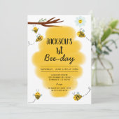 Bumble Bee Birthday Party Invitation | 1st Bee Day (Standing Front)