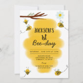 Bumble Bee Birthday Party Invitation | 1st Bee Day (Front)