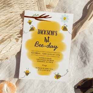 Bumble Bee Birthday Party Invitation   1st Bee Day