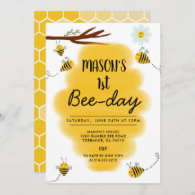 Bumble Bee Birthday Party Invitation | 1st Bee Day