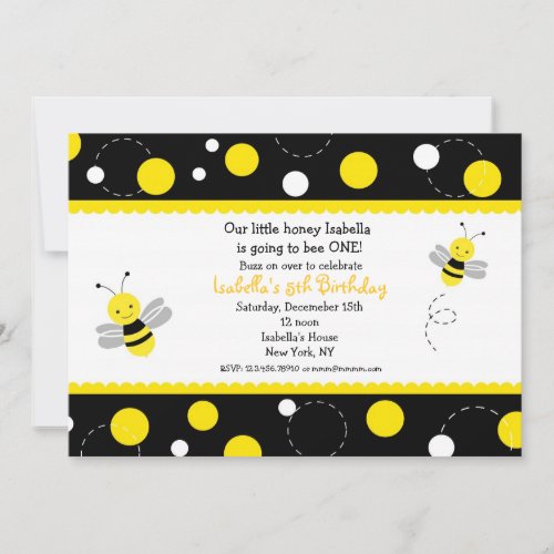 Bumble Bee Birthday Party Invitations