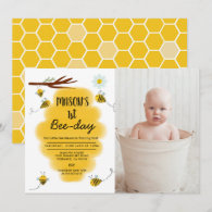 Bumble Bee Birthday Party Photo Invitation