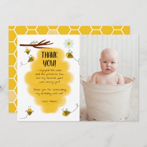 Bumble Bee Birthday Party Photo Thank You Cards