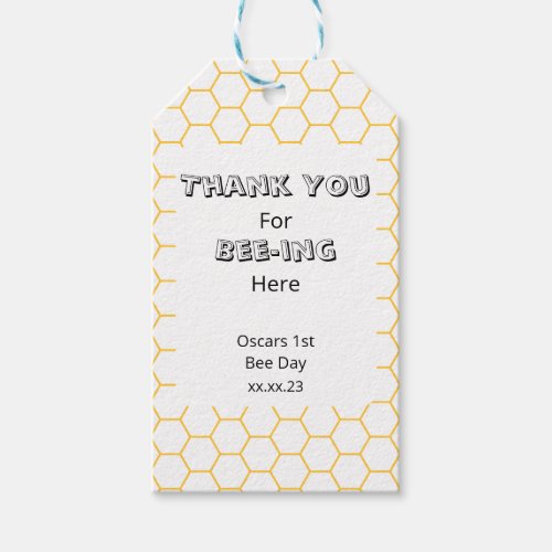 Bumble Bee Birthday Party Thank you Favor Tags