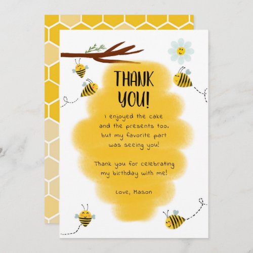 Bumble Bee Birthday Party Thank You Notes Invitation