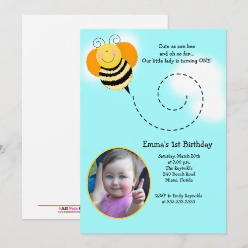 BEE HOP *Photo* Birthday Bumble Bee Invitation