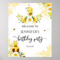 Bumble bee Birthday welcome Poster