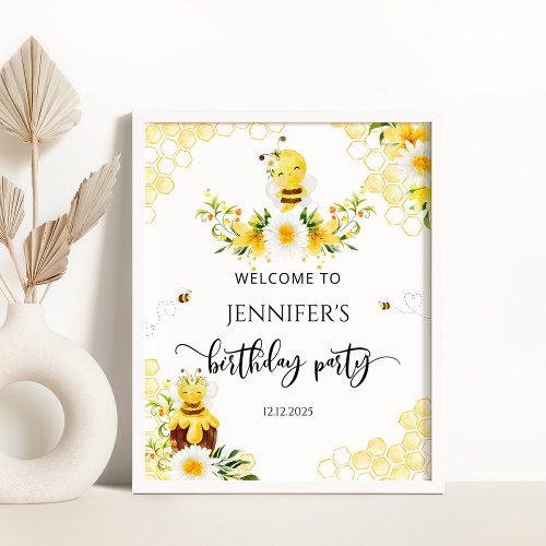 Bumble bee Birthday welcome Poster