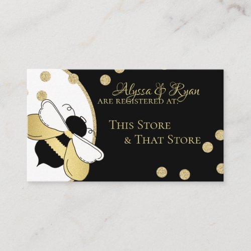 Bumble Bee Black and Gold Baby Shower Registry Enclosure Card