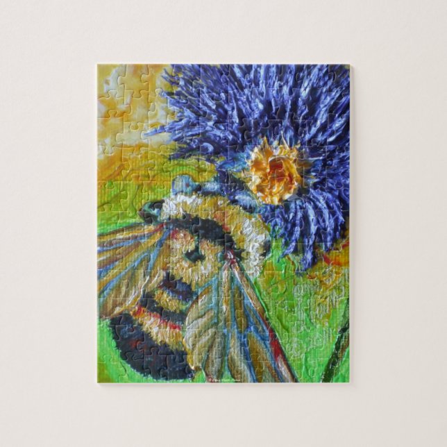 Bumble Bee & Blue Aster Jigsaw Puzzle (Vertical)