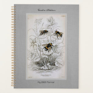 Bumble Bee Botanical on Linen  Planner