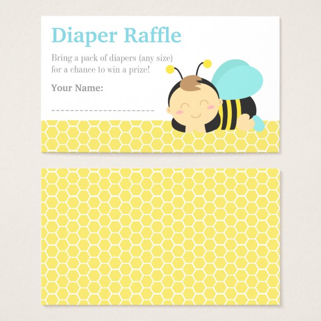 Bumble Bee Boy Baby Shower, Diaper Raffle Tickets