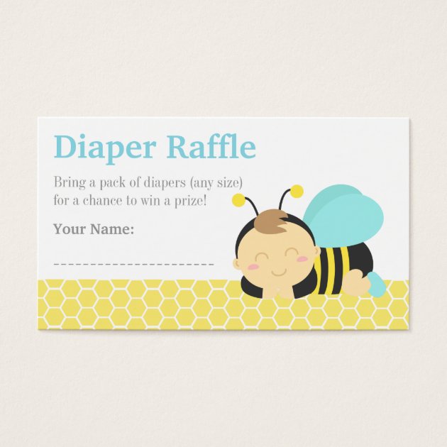 Bumble Bee Boy Baby Shower, Diaper Raffle Tickets