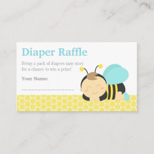 Bumble Bee Boy Baby Shower, Diaper Raffle Tickets Enclosure Card