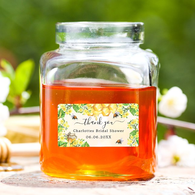  Bumble bee Bridal shower yellow floral thank you Label (Creator Uploaded)