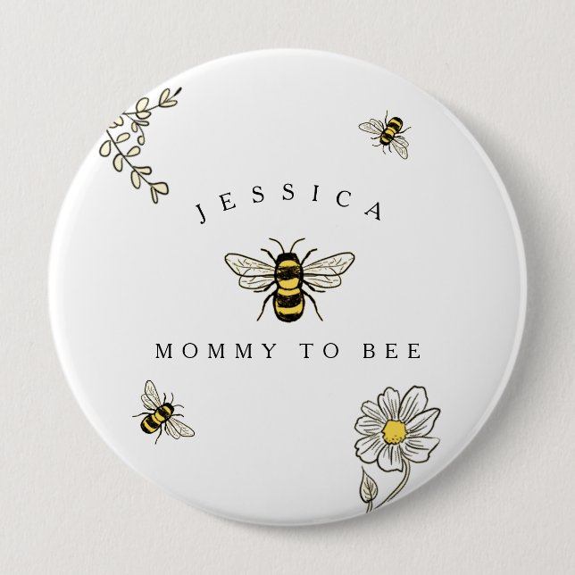 Bumble bee Buzzy Bee Mommy to Bee Button (Front)