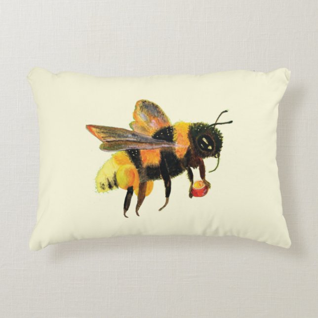 Bumble Bee carrying pollen   Accent Pillow (Front)