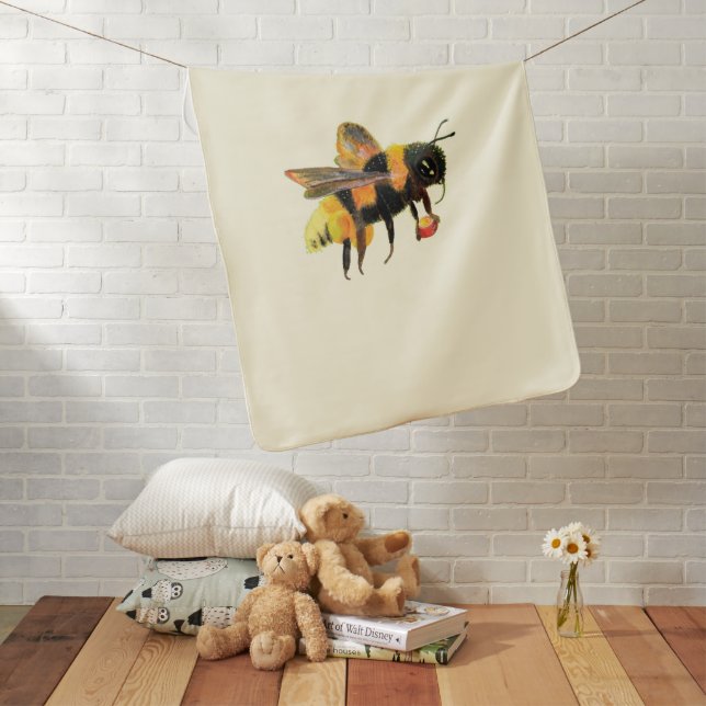 Bumble Bee carrying pollen Baby Blanket (In Situ)