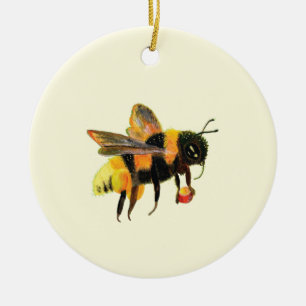 Bumble Bee carrying pollen  Ceramic Ornament