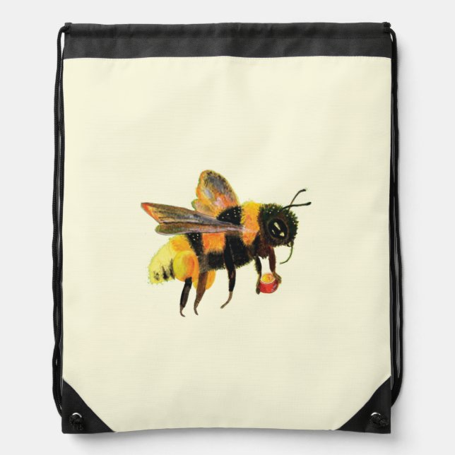 Bumble Bee carrying pollen  Drawstring Bag (Front)