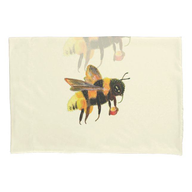 Bumble Bee carrying pollen  Pillow Case (Front-Left)
