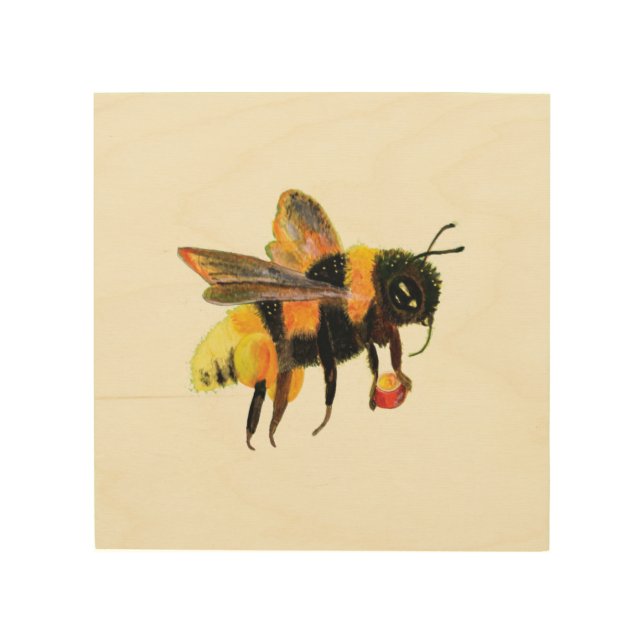 Bumble Bee carrying pollen   Wood Wall Art (Front)
