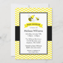 Bumble Bee Chevron Baby Shower Invitations